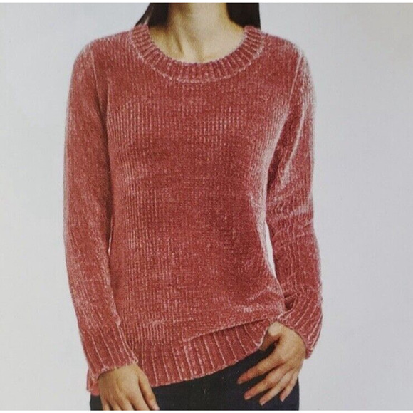 Orvis Womens Chenille Crew Neck Sweater Rose Size Medium Classic Collection - Picture 1 of 11